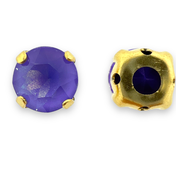 Glas rhinestone facetkraal paars/gold plated 8x7,5mm-Kralen-Kraaltjes van Renate