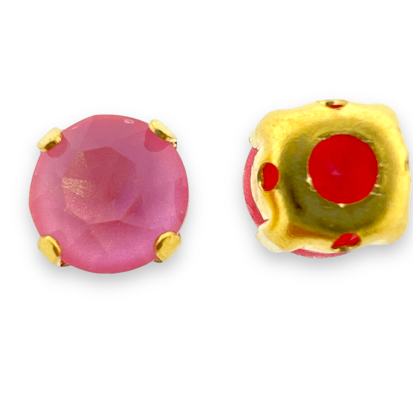 Glas rhinestone facetkraal roze/gold plated 8x7,5mm-Kralen-Kraaltjes van Renate