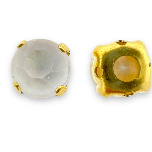 Glas rhinestone facetkraal wit/gold plated 8x7,5mm-Kralen-Kraaltjes van Renate