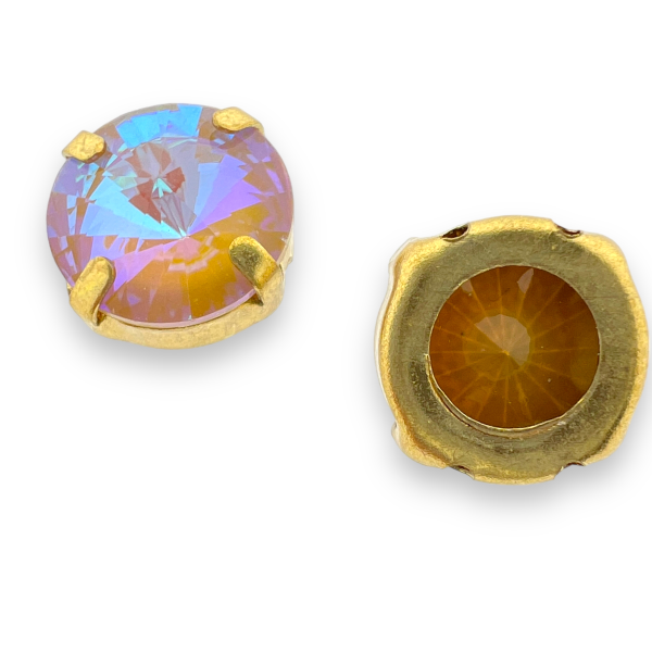 Glas rhinestone groot holo/gold plated 13x7mm-Kralen-Kraaltjes van Renate