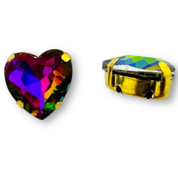 Glas rhinestone hart rainbow plated 12x6mm-Kralen-Kraaltjes van Renate