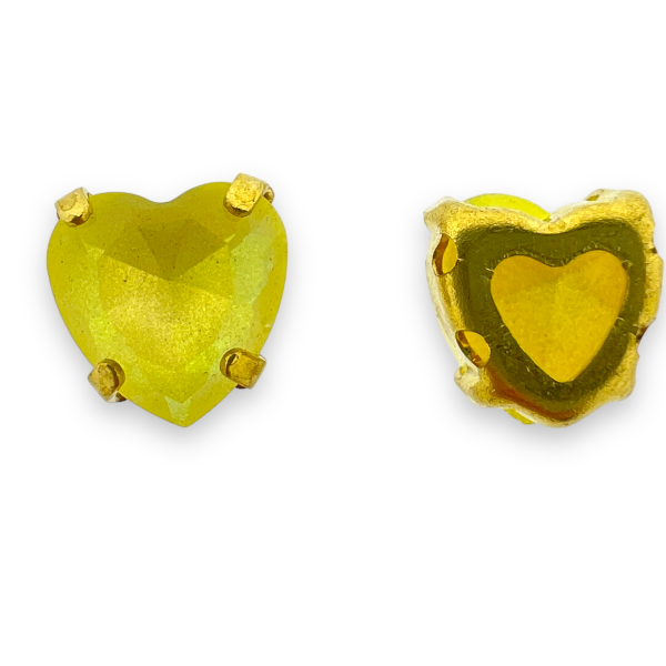 Glas rhinestone hartje geel/gold plated 8x5,5mm-Kralen-Kraaltjes van Renate
