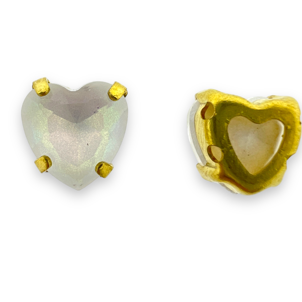 Glas rhinestone hartje wit/gold plated 8x5,5mm-Kralen-Kraaltjes van Renate