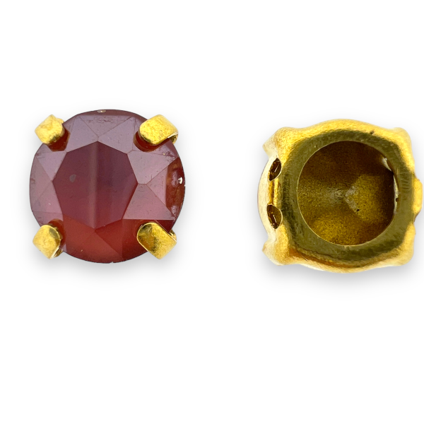 Glas rhinestone kraal bruin/rood 8x7mm-Kralen-Kraaltjes van Renate