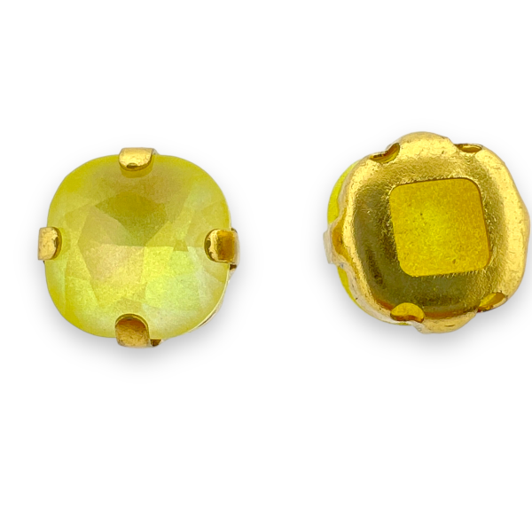 Glas rhinestone kraal geel/gold plated 9x6mm-Kralen-Kraaltjes van Renate
