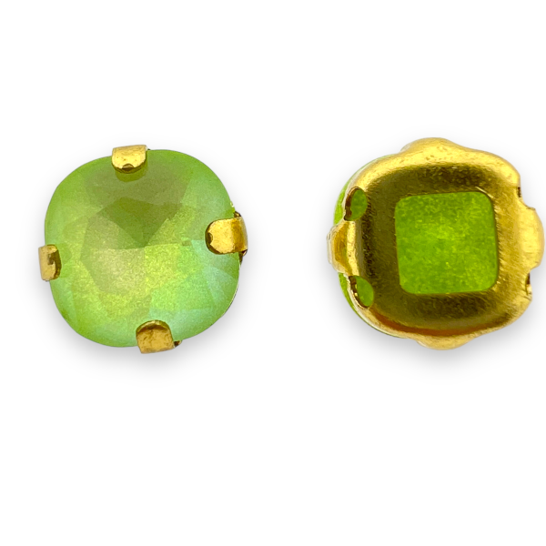 Glas rhinestone kraal groen/gold plated 9x6mm-Kralen-Kraaltjes van Renate