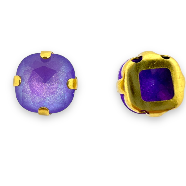 Glas rhinestone kraal paars/gold plated 9x6mm-Kralen-Kraaltjes van Renate