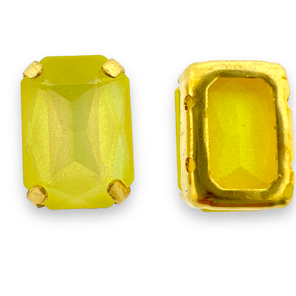 Glas rhinestone rechthoek geel/gold plated 14x10mm-Kralen-Kraaltjes van Renate