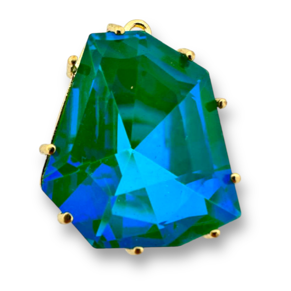 Glas steen teardrop bedel blue/green 29x23x8.5mm-Kralen-Kraaltjes van Renate
