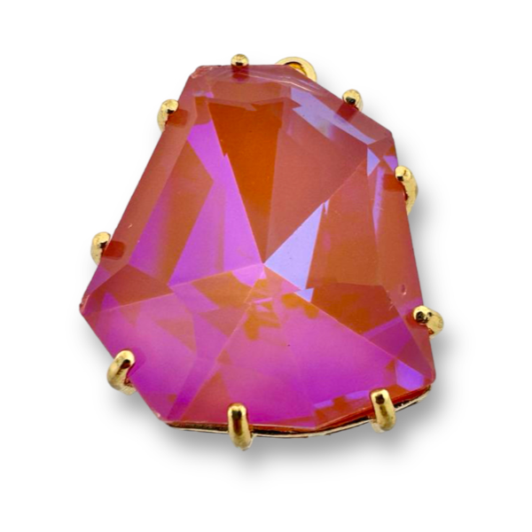 Glas steen teardrop bedel light rose 29x23x8.5mm-Kralen-Kraaltjes van Renate