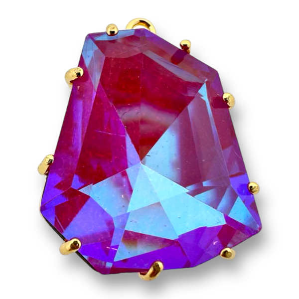 Glas steen teardrop bedel paars 29x23x8.5mm-Kralen-Kraaltjes van Renate