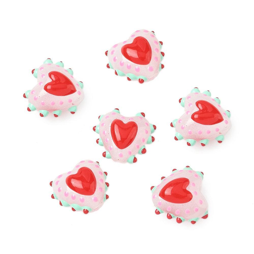 Glaskraal Emaille Hart Roze 15mm - per stuk-Kralen-Kraaltjes van Renate
