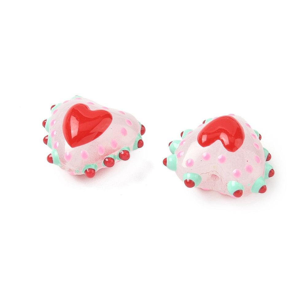 Glaskraal Emaille Hart Roze 15mm - per stuk-Kralen-Kraaltjes van Renate