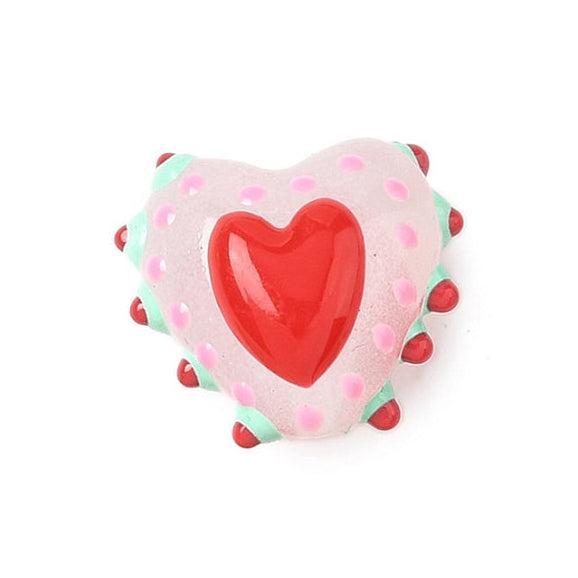 Glaskraal Emaille Hart Roze 15mm - per stuk-Kralen-Kraaltjes van Renate