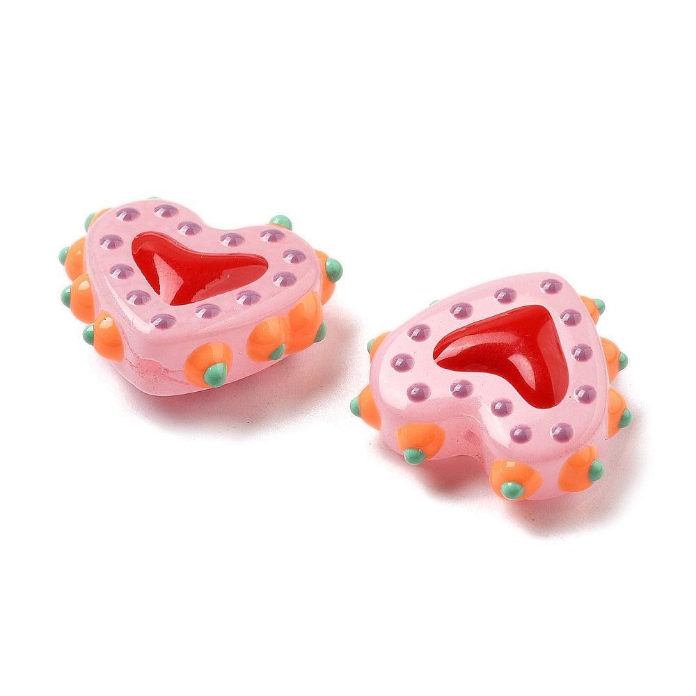 Glaskraal Emaille Hart Roze 18mm - per stuk-Kralen-Kraaltjes van Renate
