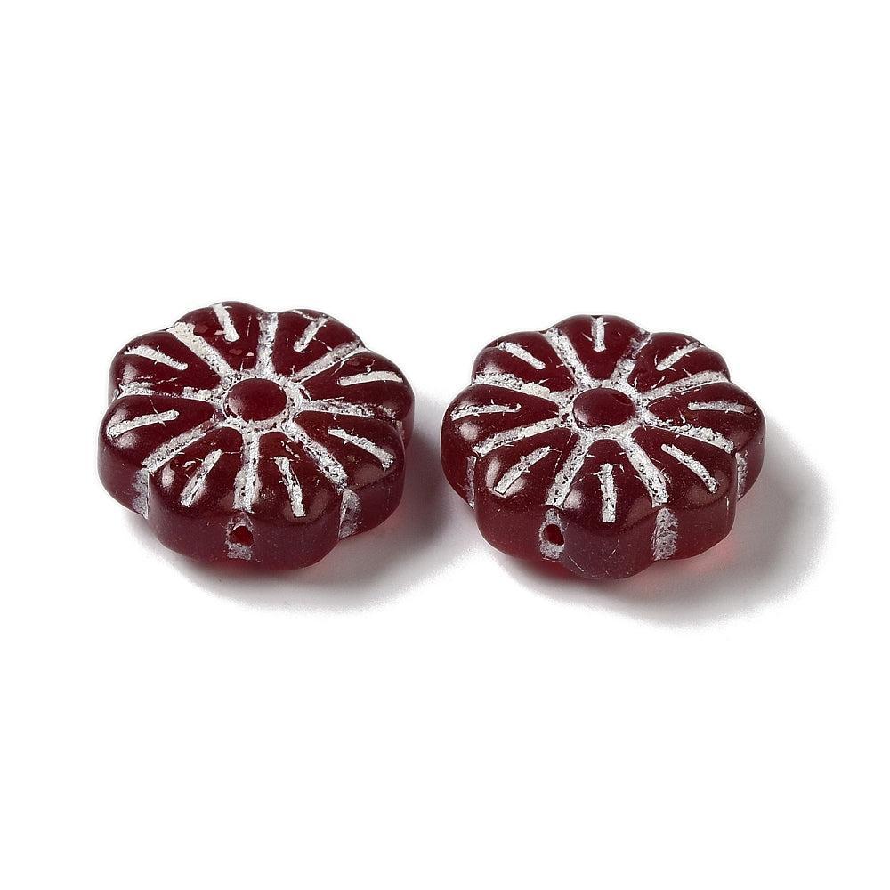 Glaskraal Lampwork Bloem Donkerrood 15mm - per stuk-Kralen-Kraaltjes van Renate