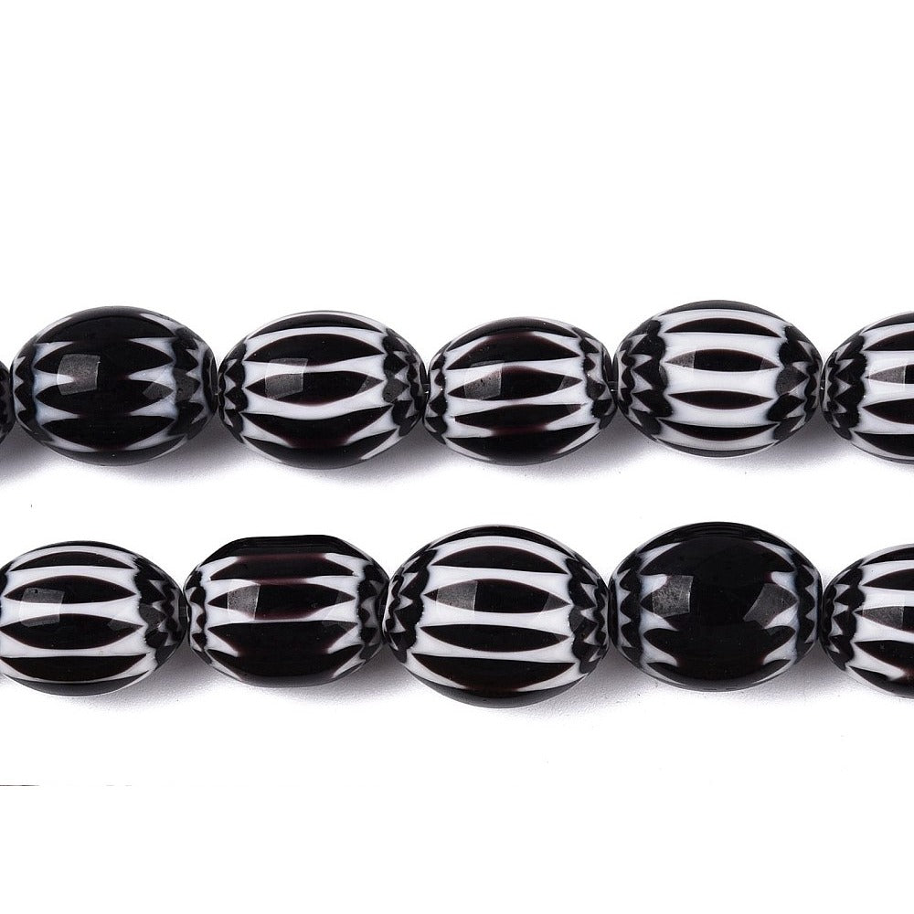 Glaskraal Lampwork Millefiori Ton Zwart 14-19mm - per stuk-Kralen-Kraaltjes van Renate