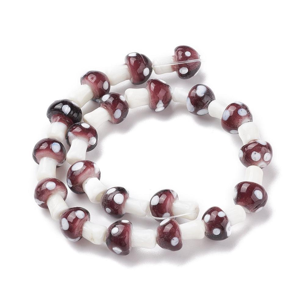 Glaskraal Lampwork Paddenstoel Pruim 16mm - per stuk-Kralen-Kraaltjes van Renate