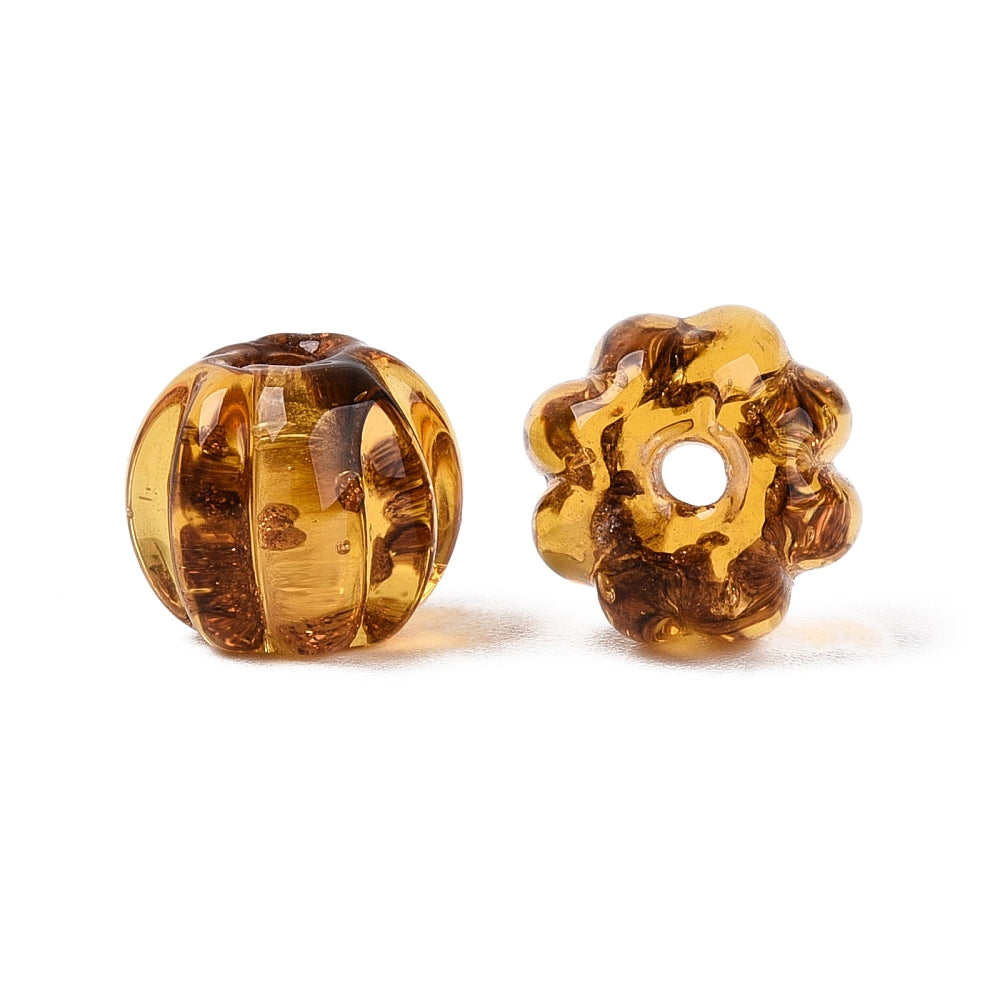 Glaskraal Lampwork Rondel Transparant Karamel 8.5x7mm - per stuk-Kralen-Kraaltjes van Renate