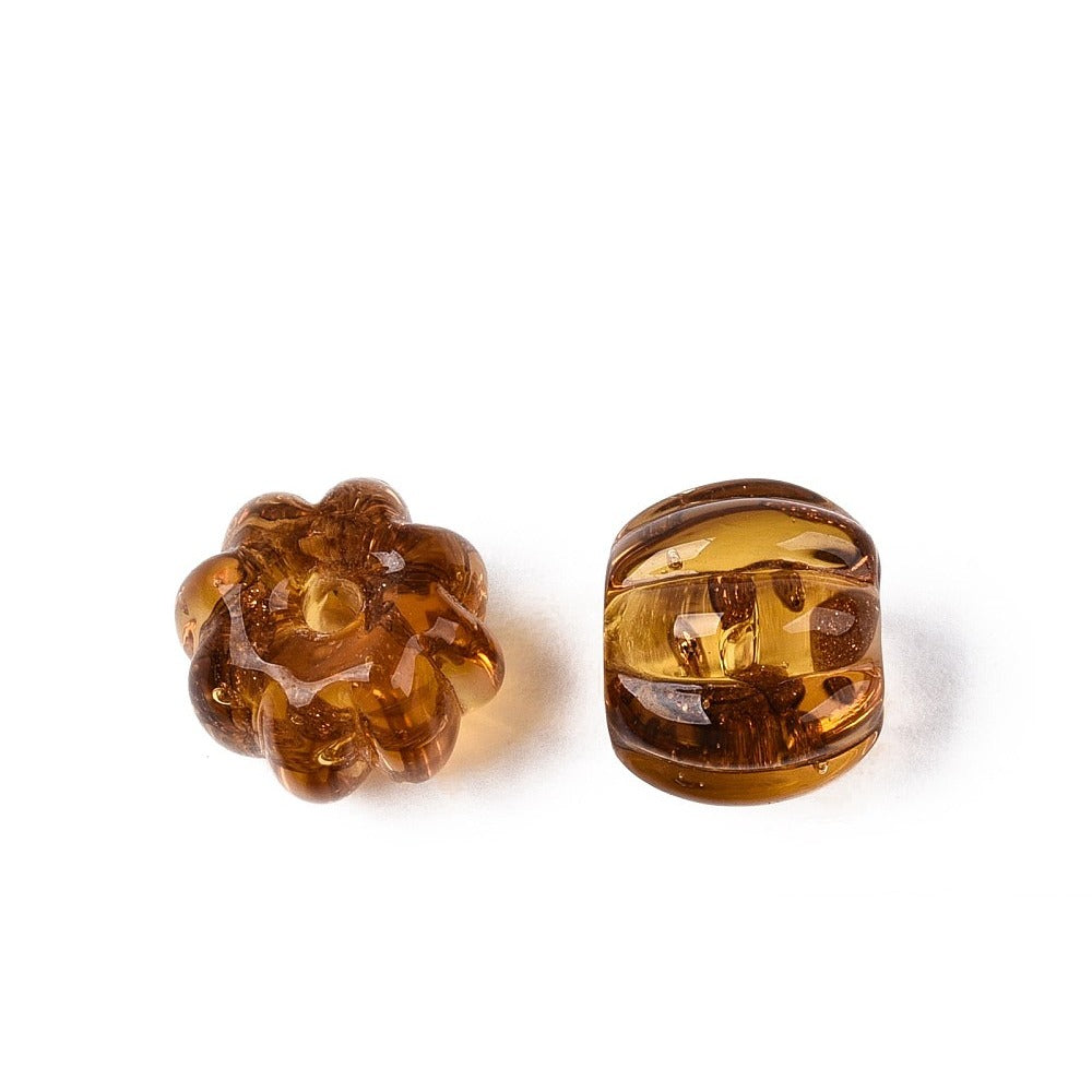 Glaskraal Lampwork Rondel Transparant Karamel 8.5x7mm - per stuk-Kralen-Kraaltjes van Renate