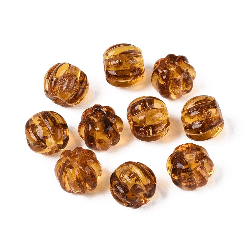 Glaskraal Lampwork Rondel Transparant Karamel 8.5x7mm - per stuk-Kralen-Kraaltjes van Renate