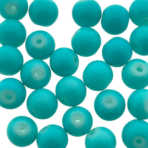 Glaskraal Opaal Ocean Blue 8mm - 25 stuks-Kralen-Kraaltjes van Renate