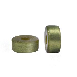 Glaskraal Polaris Glaze rondellen shiny Army green Ø1.7mm 6x4mm-Kralen-Kraaltjes van Renate