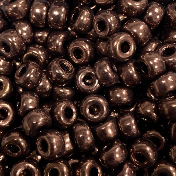 Glaskraal brons shiny 6mm Ø2mm - 15 stuks-Kraaltjes van Renate