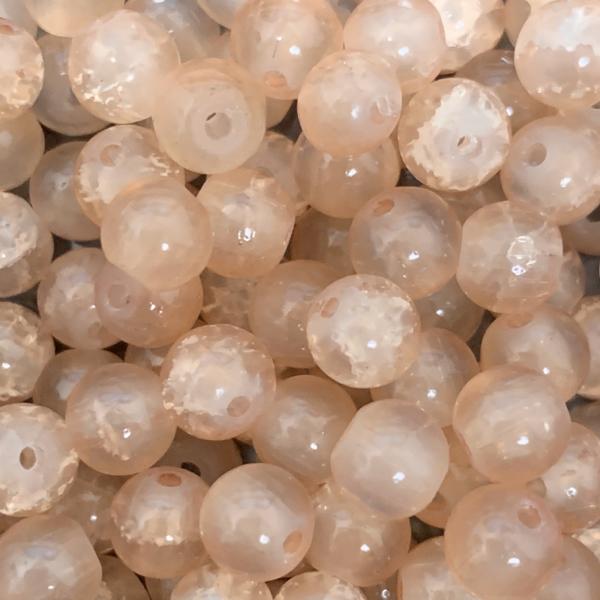 Glaskraal crackle light caramel 6mm - 50 stuks-Kraaltjes van Renate