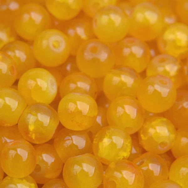 Glaskraal crackle opaal oker geel 6mm - 50 stuks-Kraaltjes van Renate