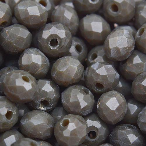 Glaskraal facet rondel dark green grey 8x6mm - 35 stuks-Kraaltjes van Renate