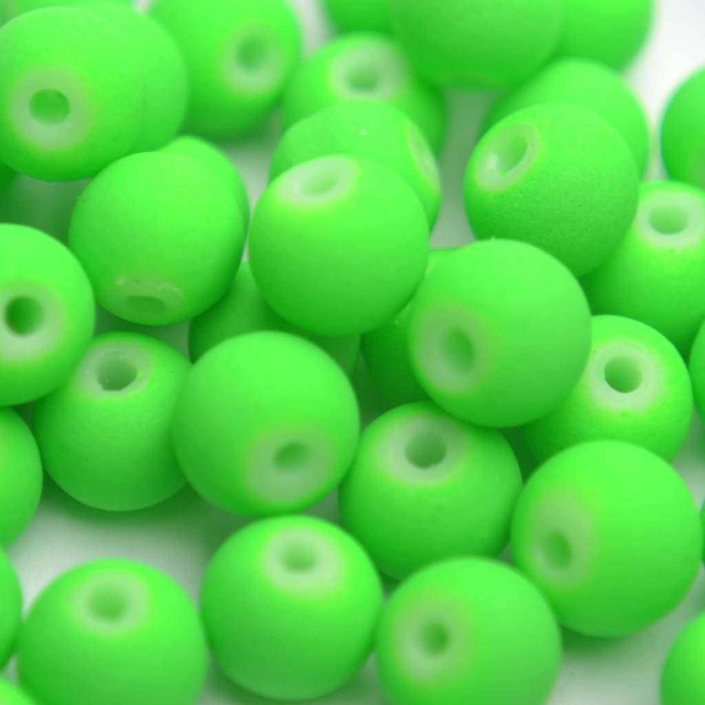 Glaskraal mat fel groen 6mm - 50 stuks-Kraaltjes van Renate