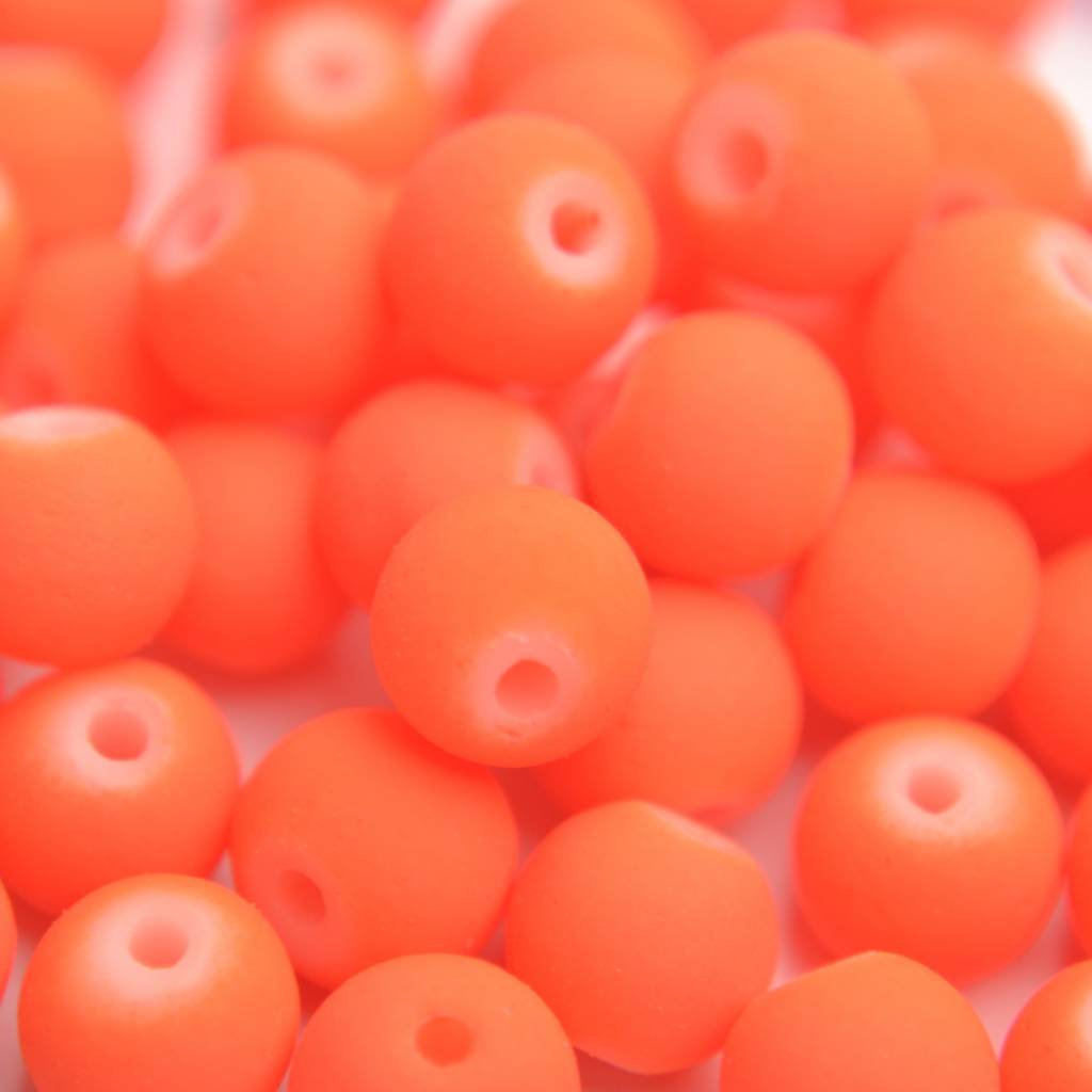 Glaskraal mat fel oranje 6mm - 50 stuks-Kraaltjes van Renate
