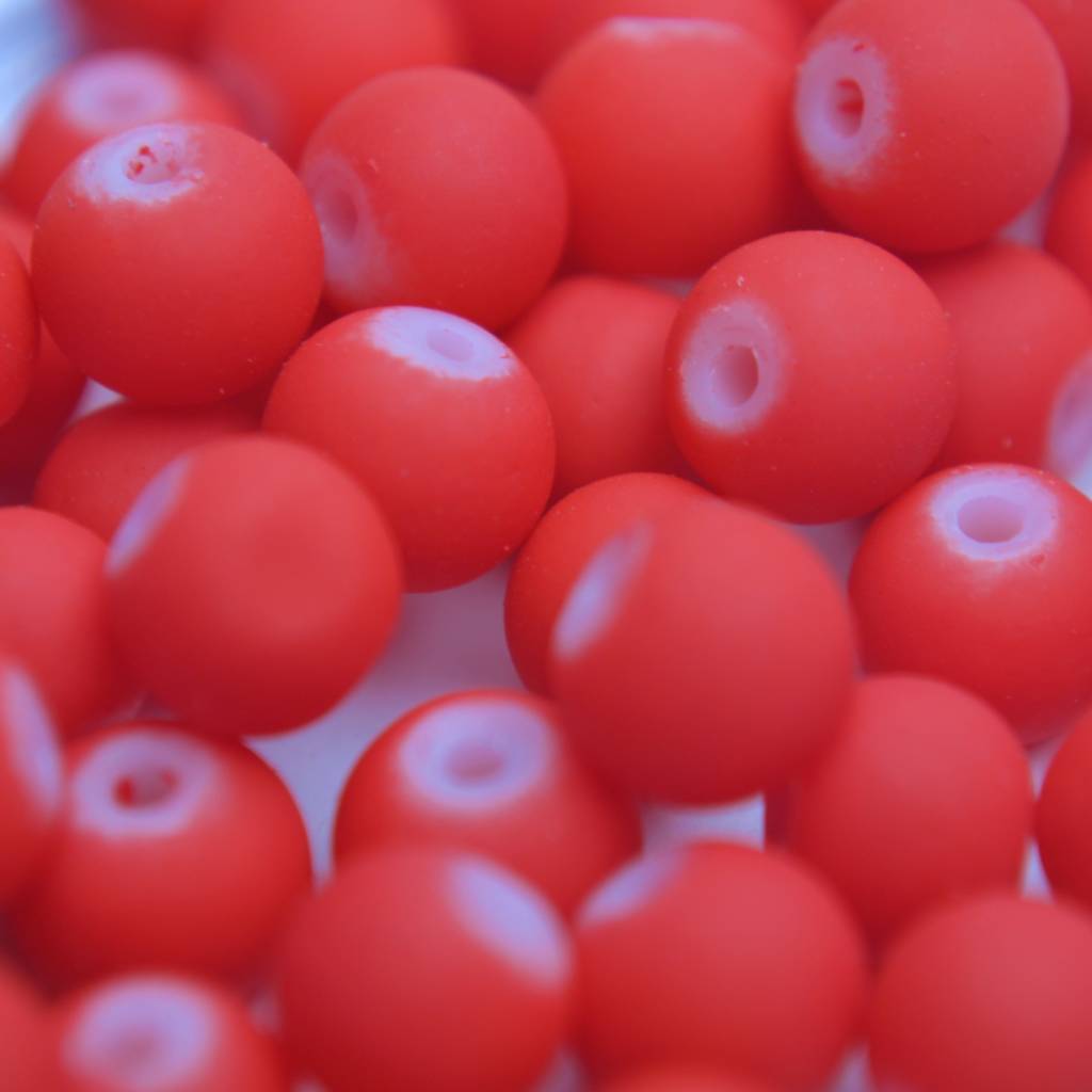 Glaskraal mat rood 6mm - 50 stuks-Kraaltjes van Renate