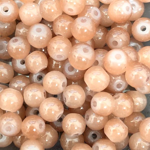 Glaskraal opaal caramel 6mm - 50 stuks-Kraaltjes van Renate