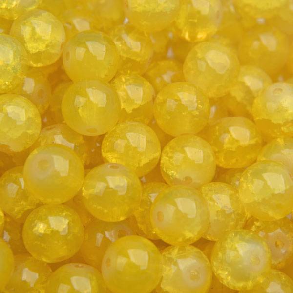 Glaskraal opaal crackle golden yellow 8mm - 25 stuks-Kraaltjes van Renate