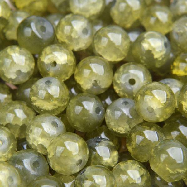 Glaskraal opaal crackle olive green 8mm - 25 stuks-Kraaltjes van Renate
