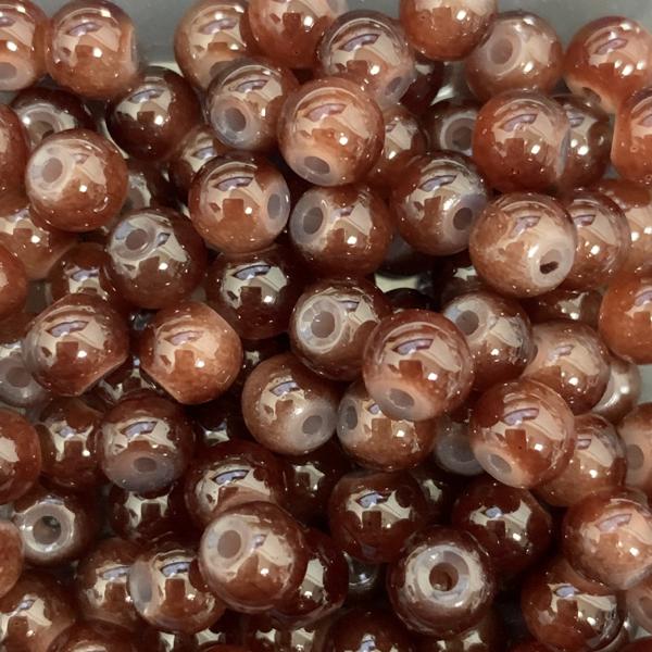 Glaskraal opaal dark brown 6mm - 50 stuks-Kraaltjes van Renate