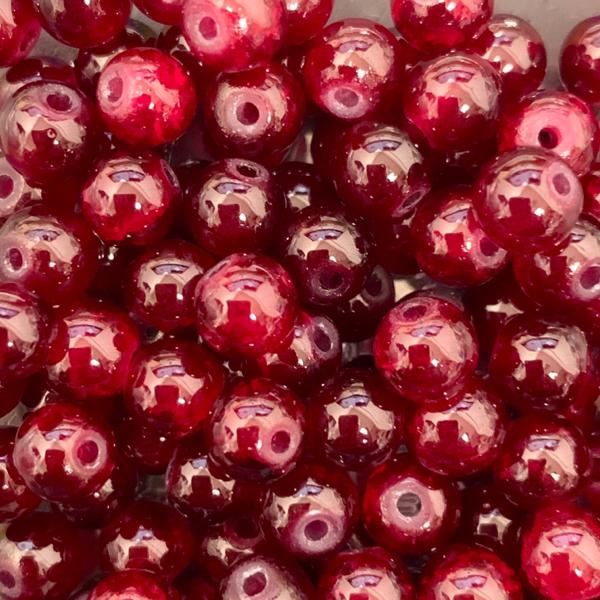 Glaskraal opaal dark red 6mm - 50 stuks-Kraaltjes van Renate