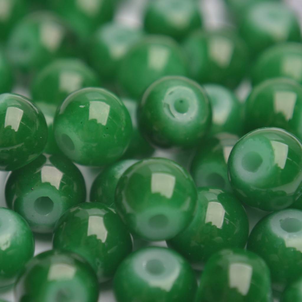 Glaskraal opaal donker groen 6mm - 50 stuks-Kraaltjes van Renate