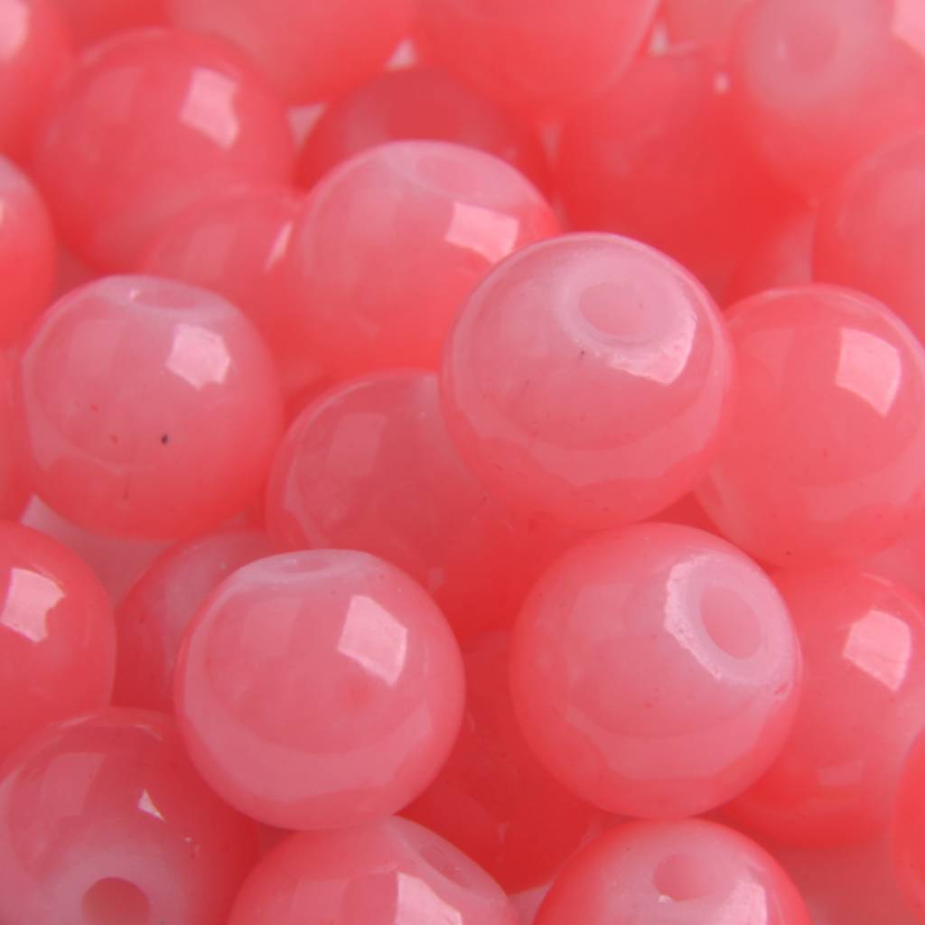 Glaskraal opaal framboos roze 6mm - 50 stuks-Kraaltjes van Renate