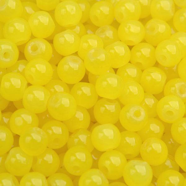 Glaskraal opaal golden yellow 6mm - 50 stuks-Kraaltjes van Renate