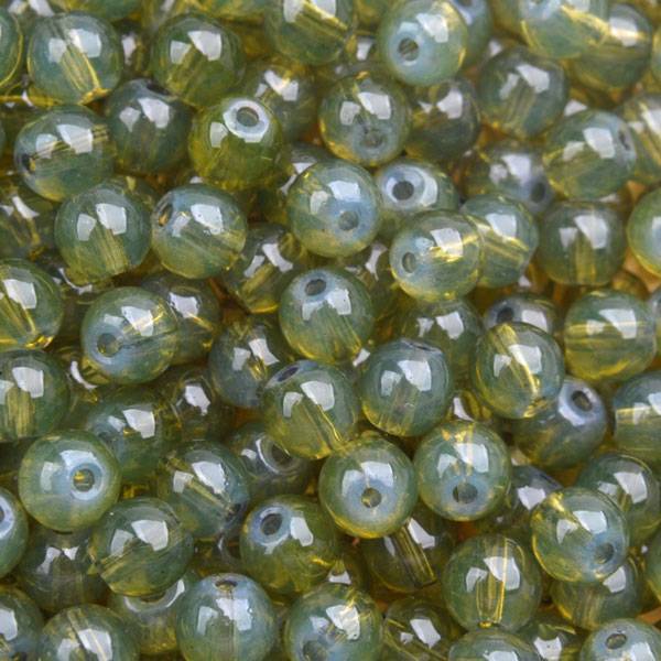Glaskraal opaal olive green 6mm - 50 stuks-Kraaltjes van Renate