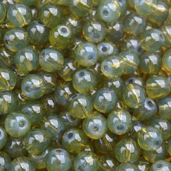 Glaskraal opaal olive green 6mm - 50 stuks-Kraaltjes van Renate