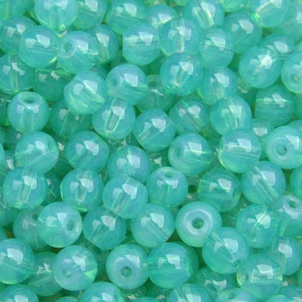 Glaskraal opaal turquoise green 6mm - 50 stuks-Kraaltjes van Renate
