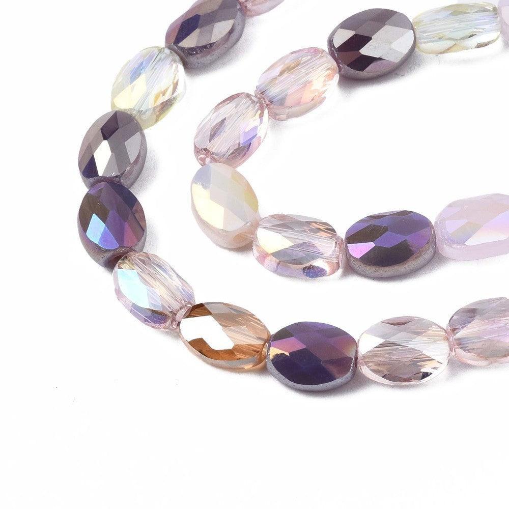 Glaskraal ovaal facet Lila Mix 8mm - per 20 stuks-Kralen-Kraaltjes van Renate