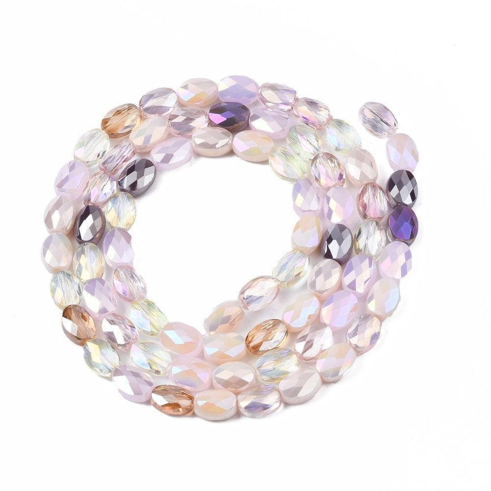 Glaskraal ovaal facet Lila Mix 8mm - per 20 stuks-Kralen-Kraaltjes van Renate