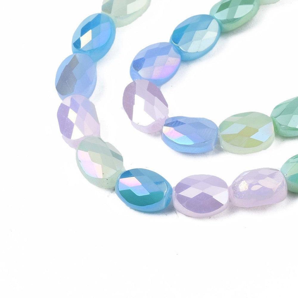 Glaskraal ovaal facet Pastel Mix 8mm - per 20 stuks-Kralen-Kraaltjes van Renate