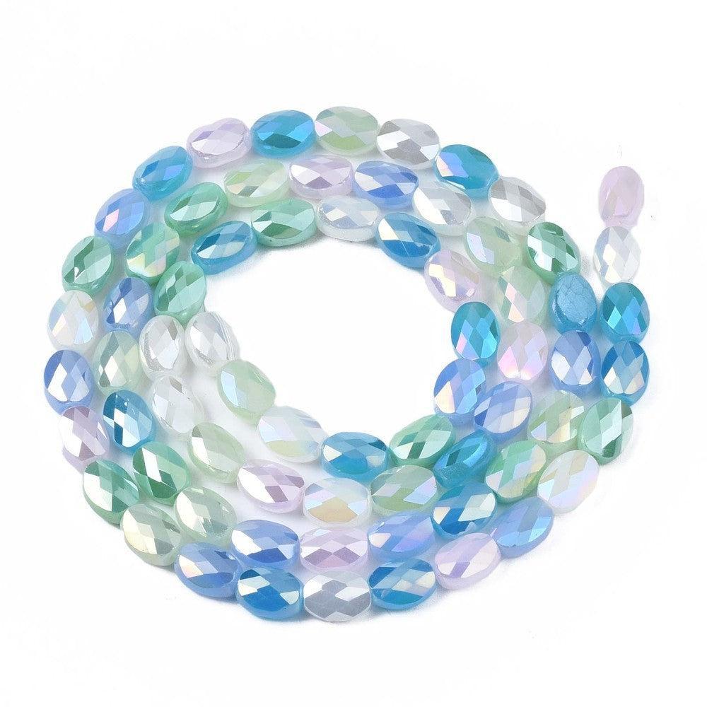 Glaskraal ovaal facet Pastel Mix 8mm - per 20 stuks-Kralen-Kraaltjes van Renate