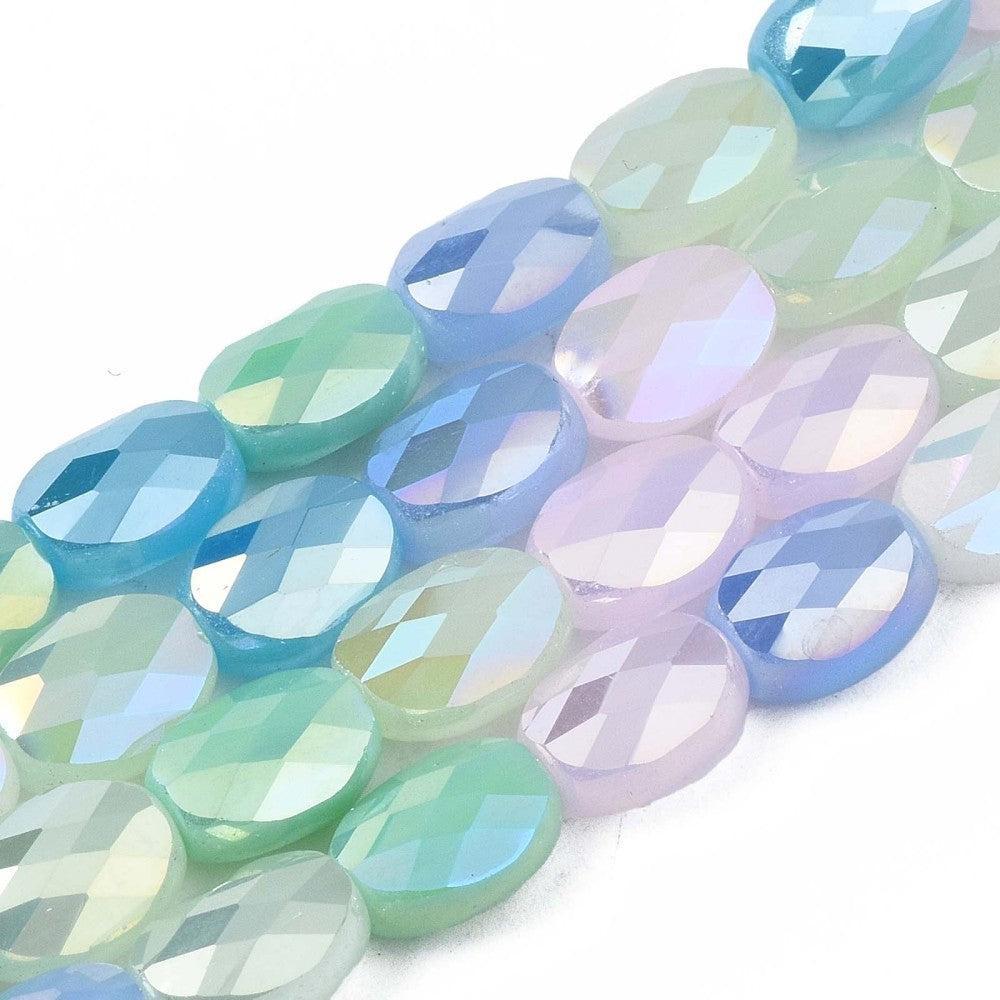 Glaskraal ovaal facet Pastel Mix 8mm - per 20 stuks-Kralen-Kraaltjes van Renate